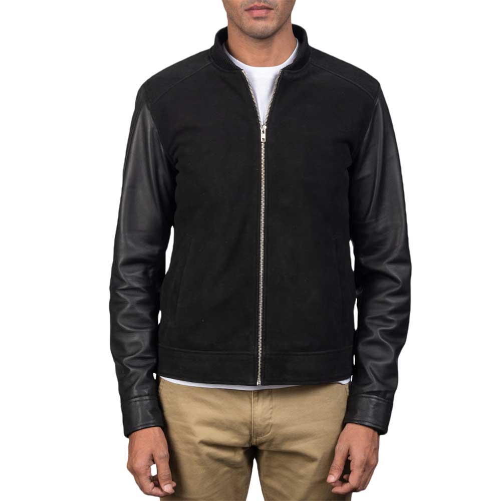 Suede Bomber Jacket - Black