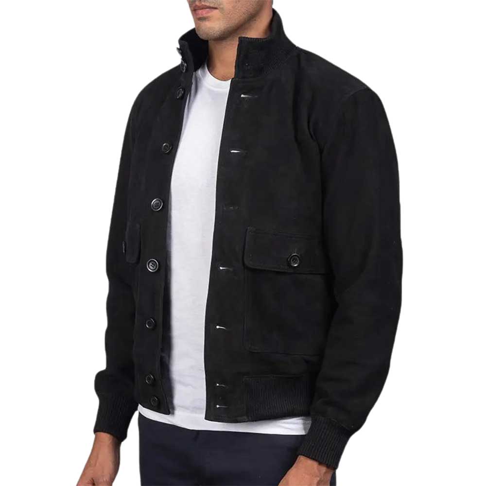 Suede Jacket Mens - Black
