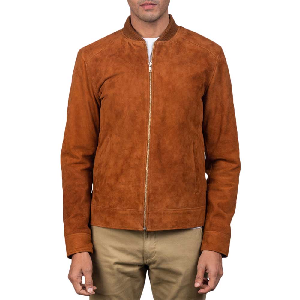 Suede Bomber Jacket - TAN