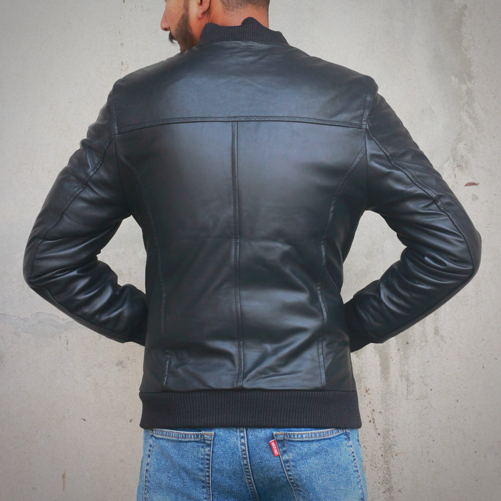 Vintage Leather Bomber Jackets - black