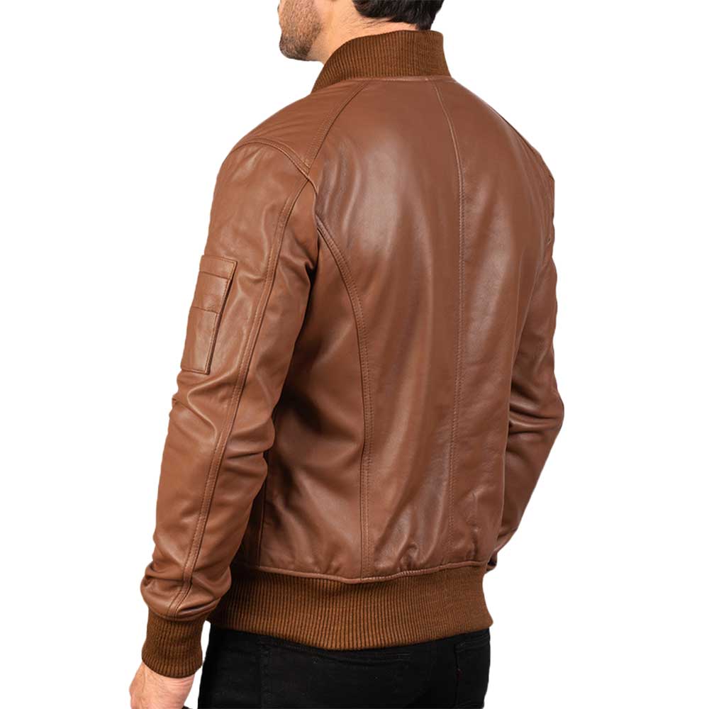Blue Leather Jacket - Brown