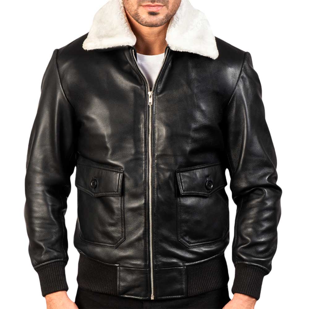 Collar Fur Leather Jacket - white