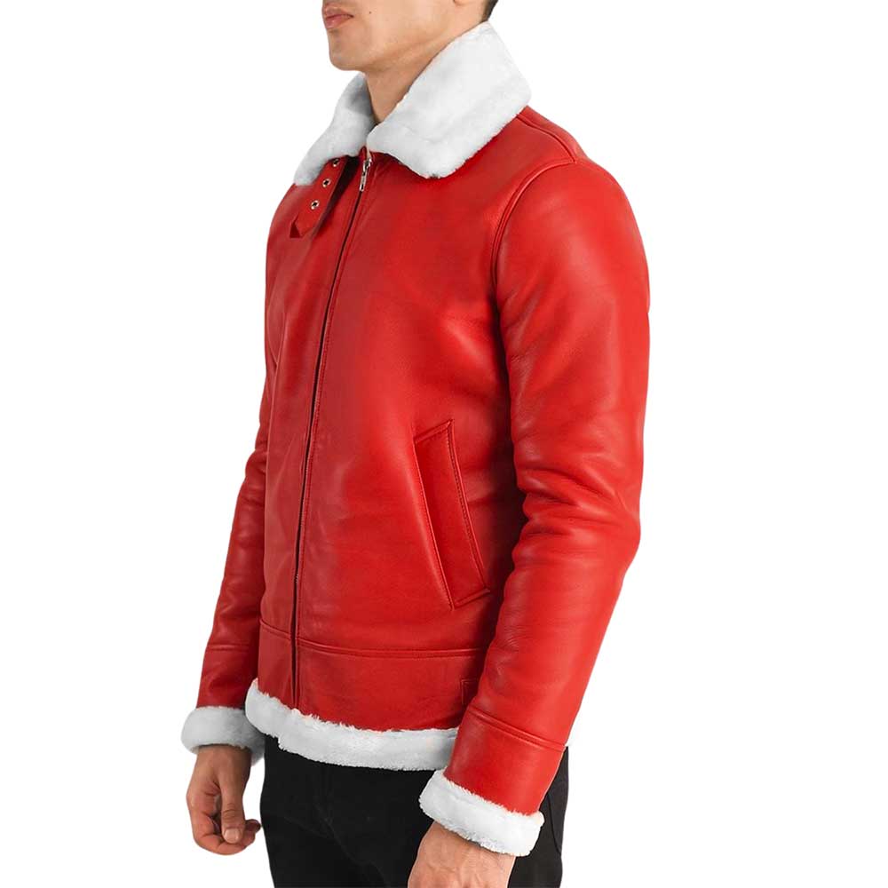 Shearling Leather jacket - red