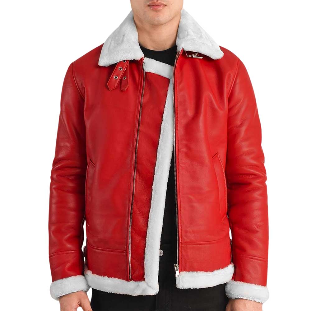 Shearling Leather jacket - red