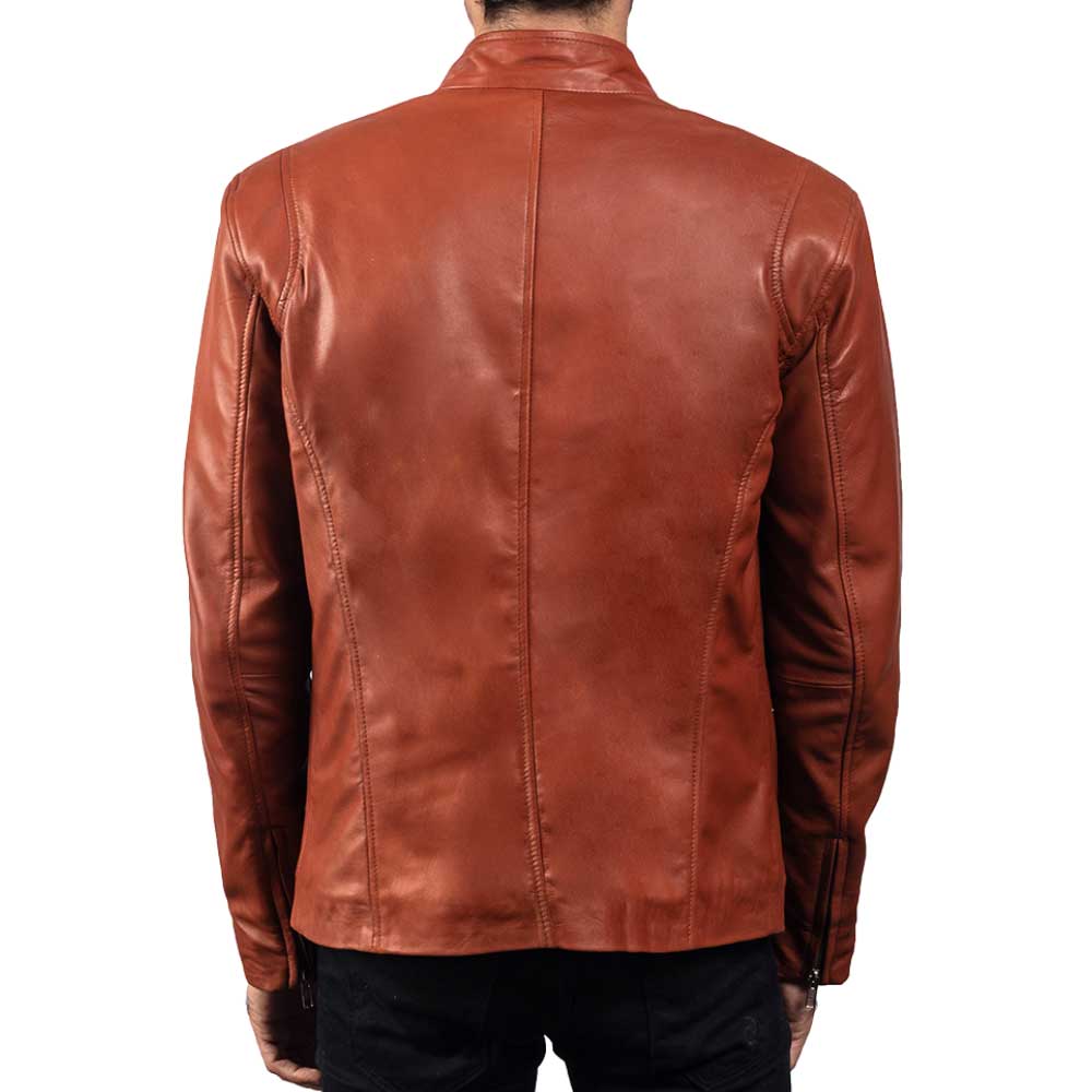 Ionic Black Leather Jacket - TAN