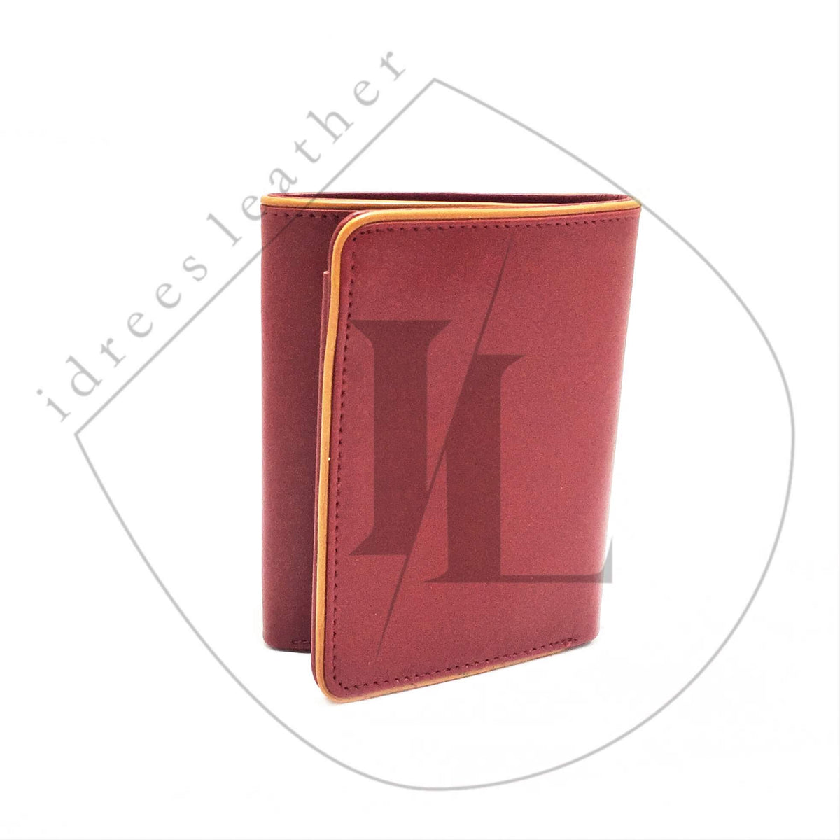 TriFold Leather Wallet - maroon