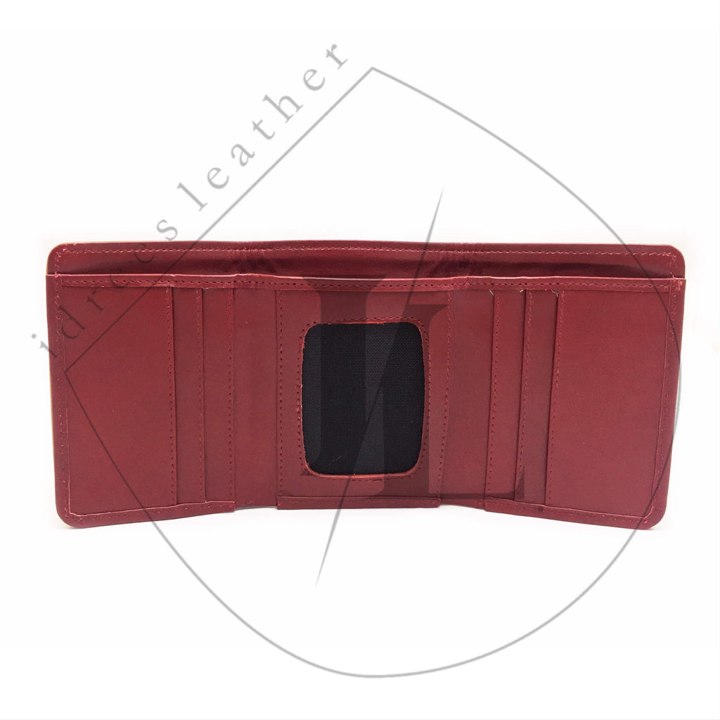 TriFold Leather Wallet - maroon