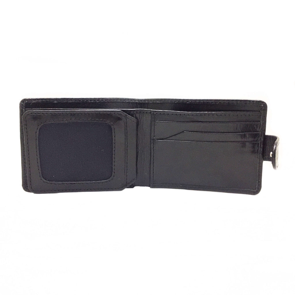 Lockable Leather Wallet - black