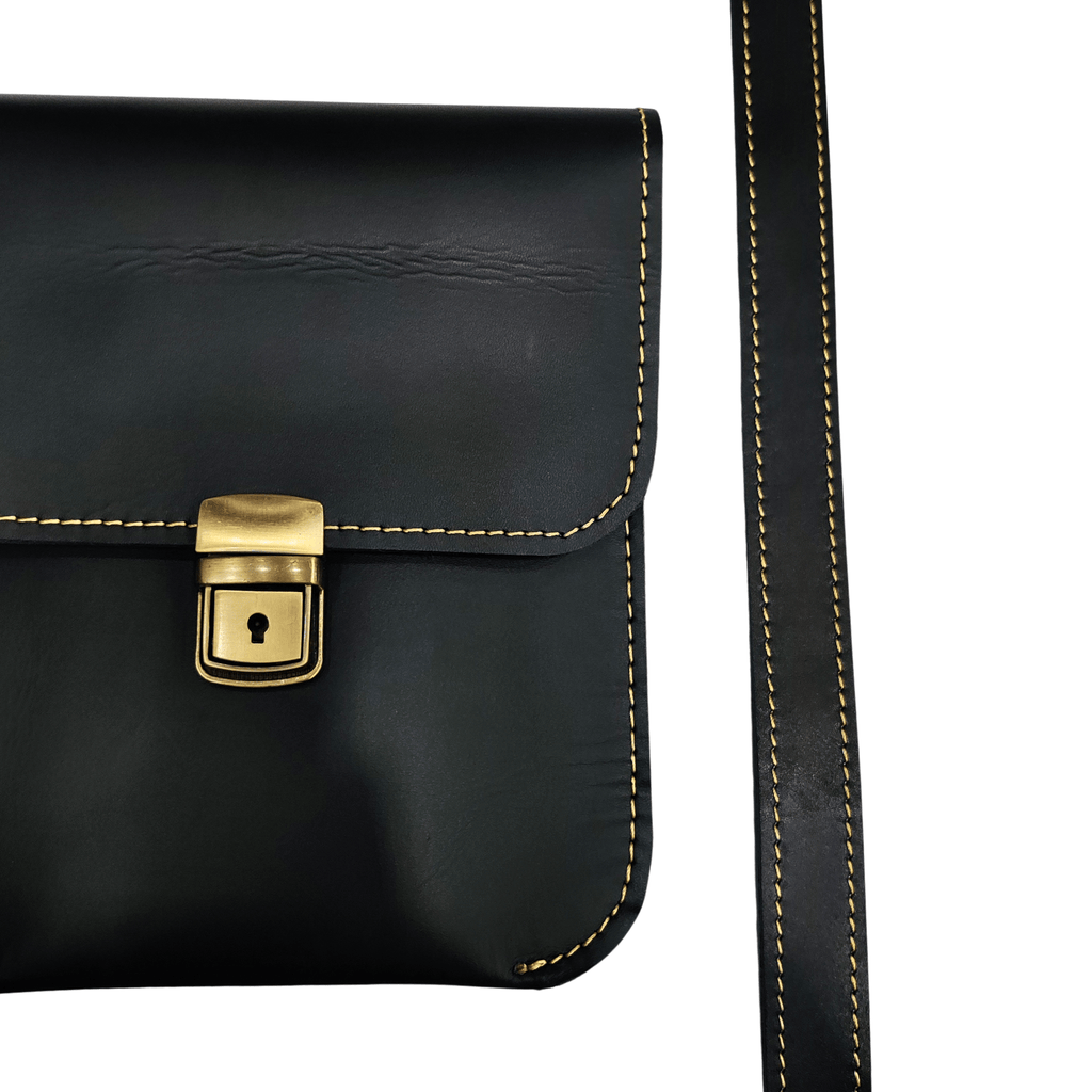 Leather Cross Body Bag - Black
