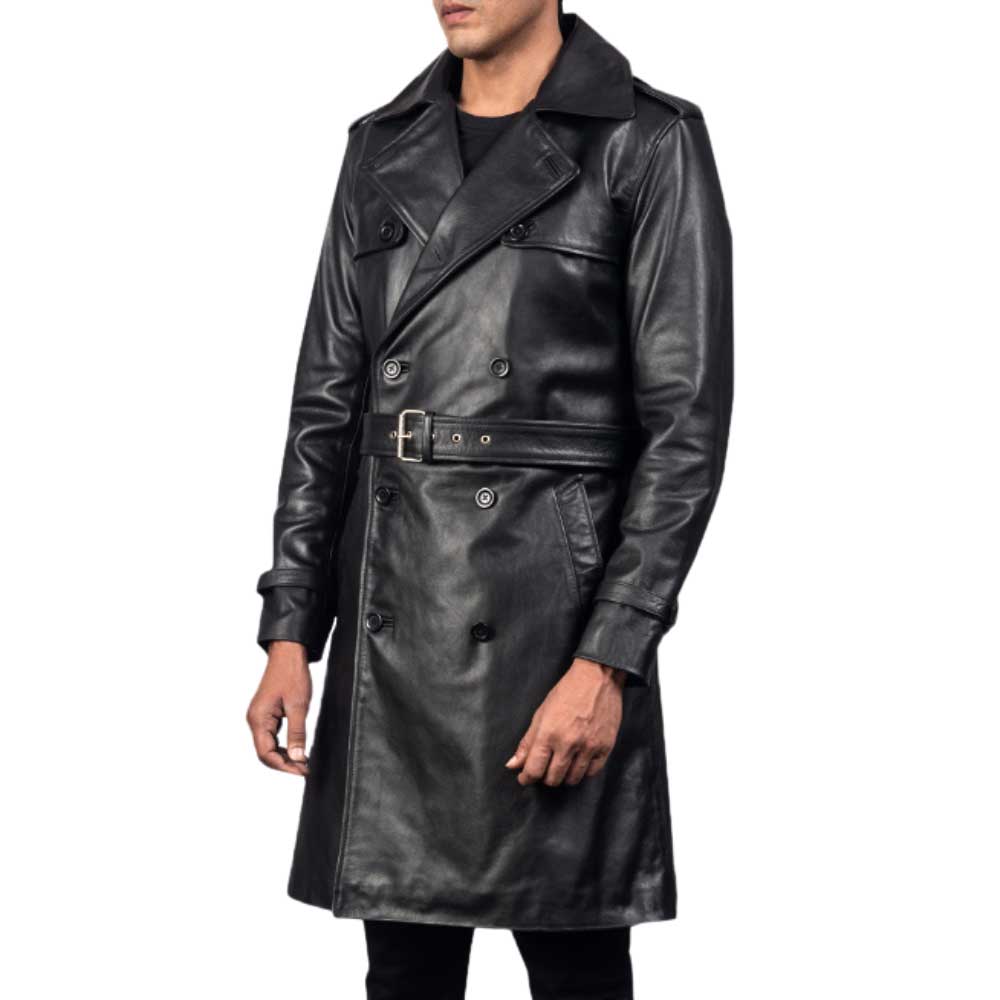 Leather Duster Coat - Black
