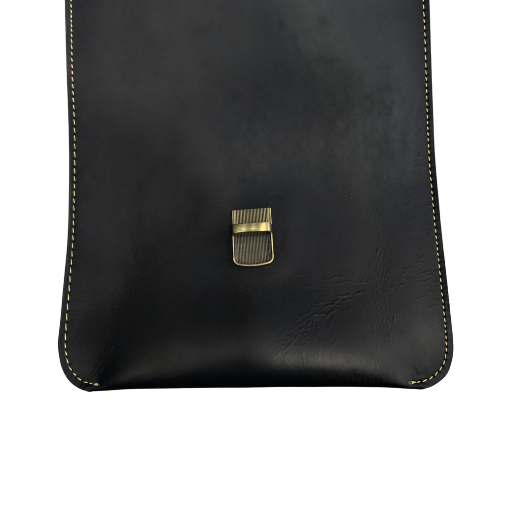 Leather Messenger Bag - Black