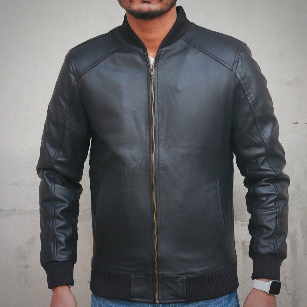 Vintage Leather Bomber Jackets - Black