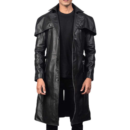Black Leather Trench Coat