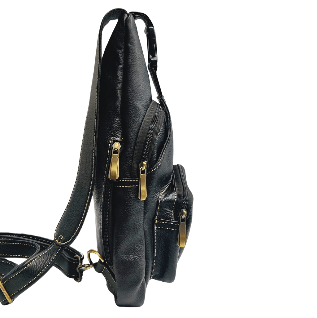 Leather Sling Bag - Black