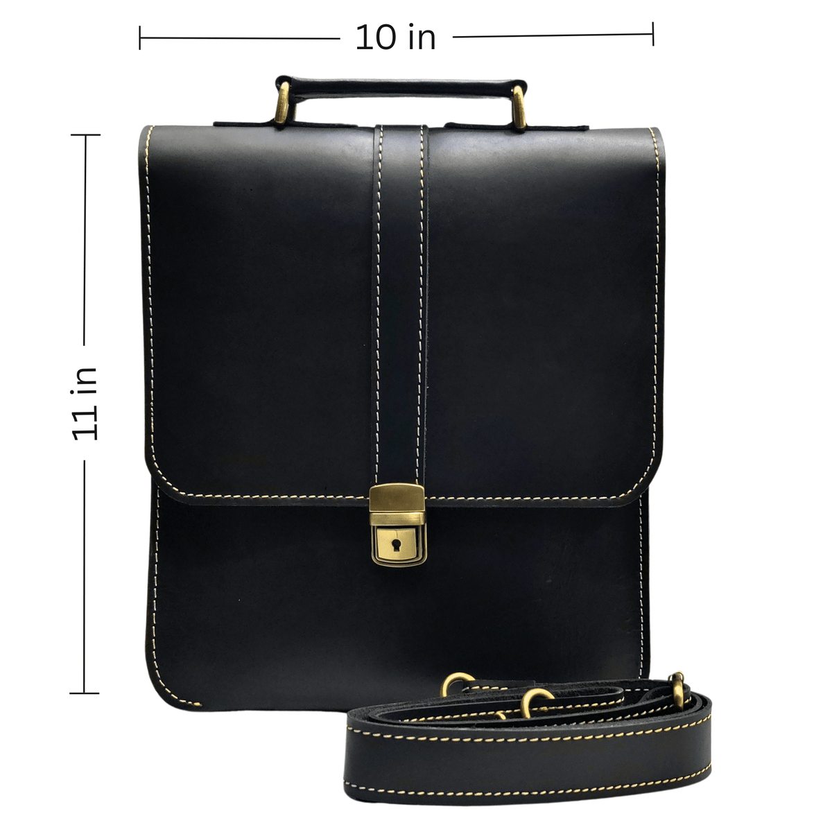 Leather Messenger Bag - black