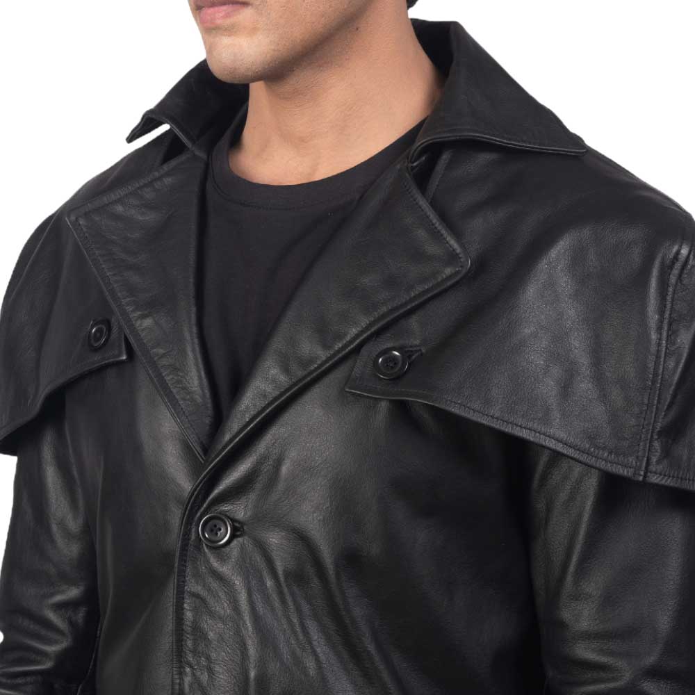 Black Leather Trench Coat