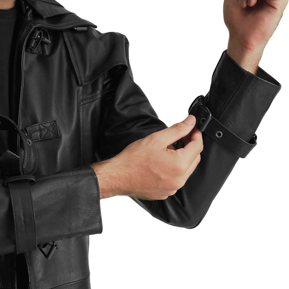 Hooded Leather Trench Coat