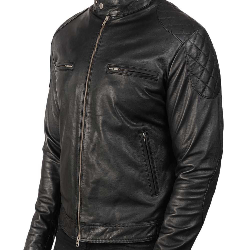 Distressed Leather Jackets for Men - Black