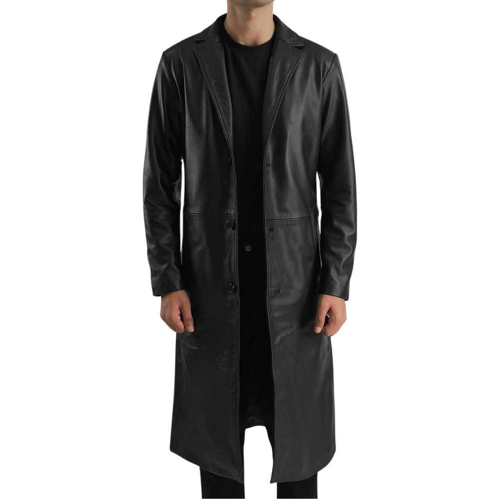 Single Breasted Trench Coat - Black