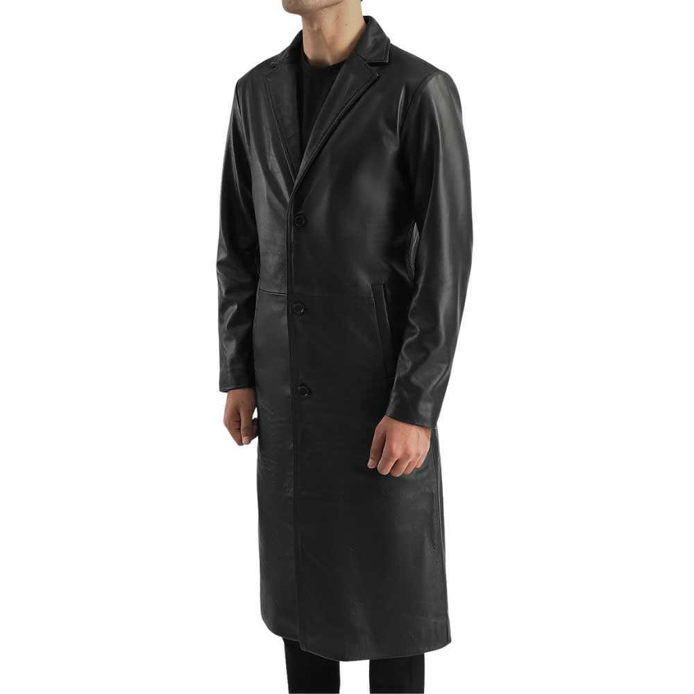 Single Breasted Trench Coat - Black