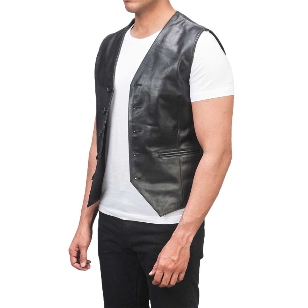 Leather Vest - Black