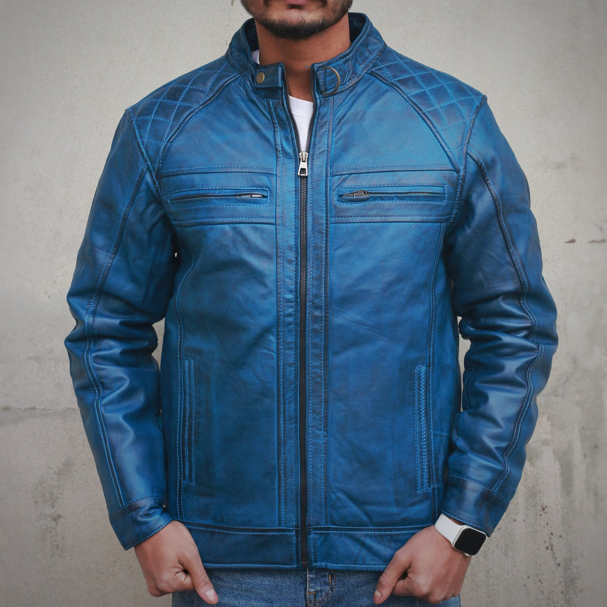 Leather Jacket - blue