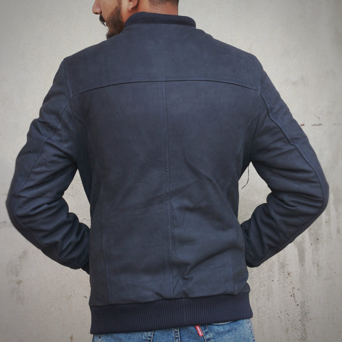 Suede Bomber Jacket - dark-blue