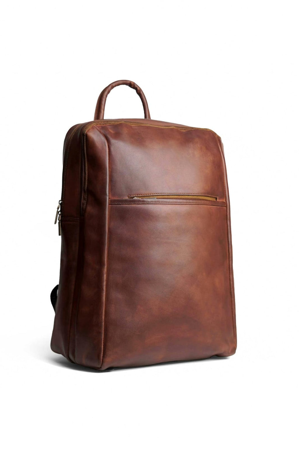 Brown Leather Backpack - brown