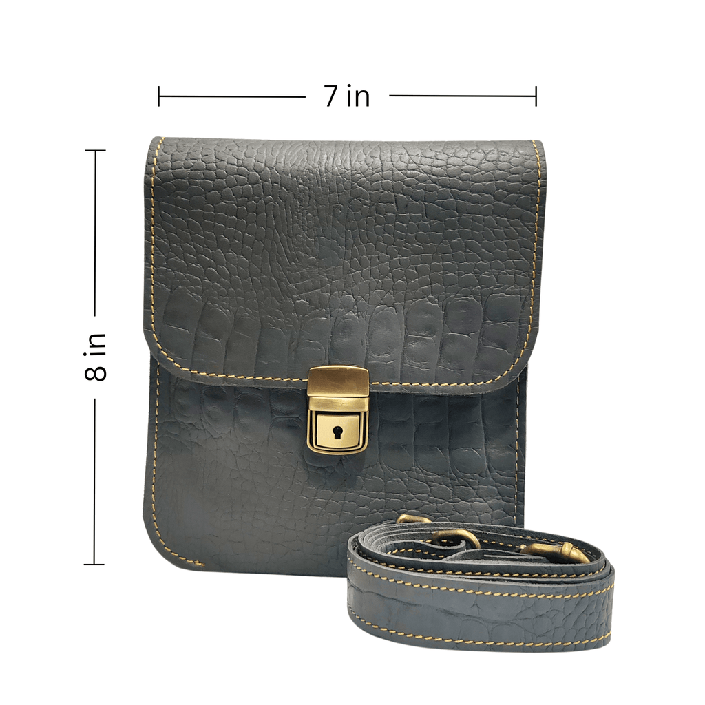 Leather Cross Body Bag - gray-or-grey