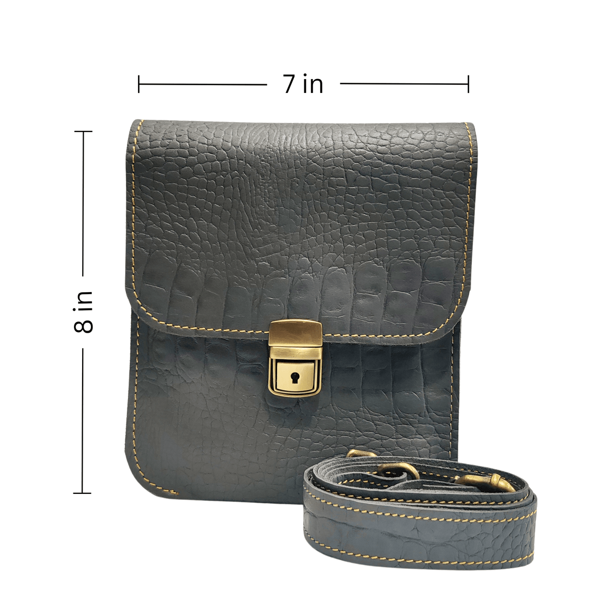 Leather Cross Body Bag - gray-or-grey