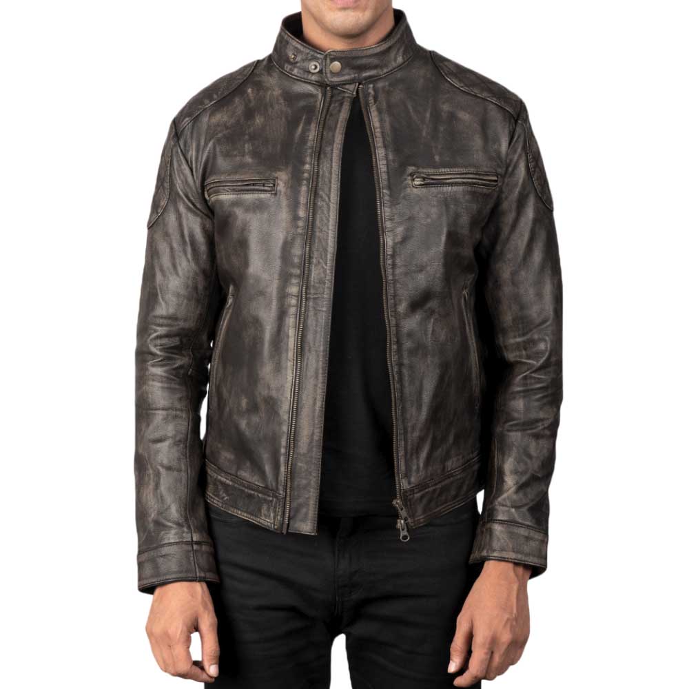 Distressed Leather Jackets for Men - Brown
