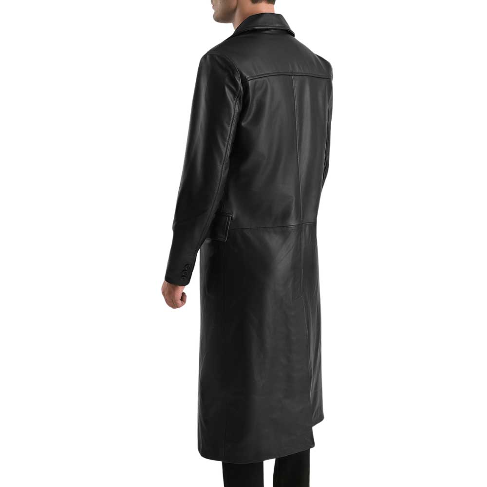 Black Leather Double Breasted Coat