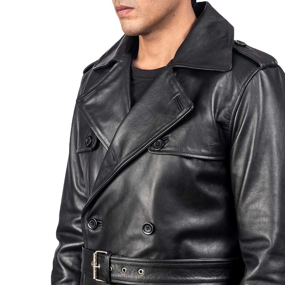 Leather Duster Coat - Black
