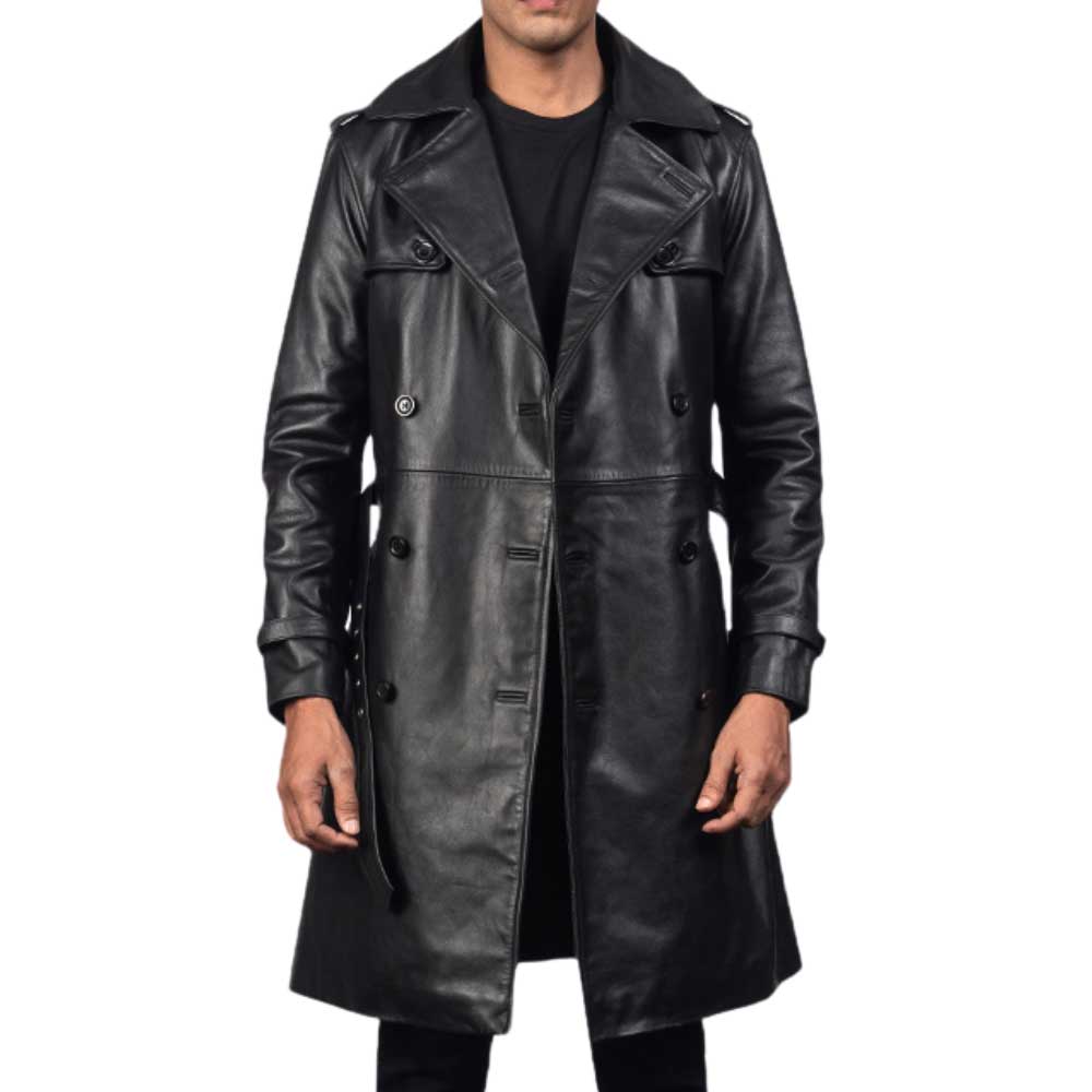 Leather Duster Coat - Black