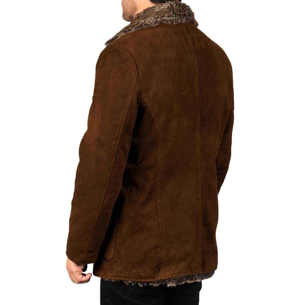 Leather Coat with Fur - Brown
