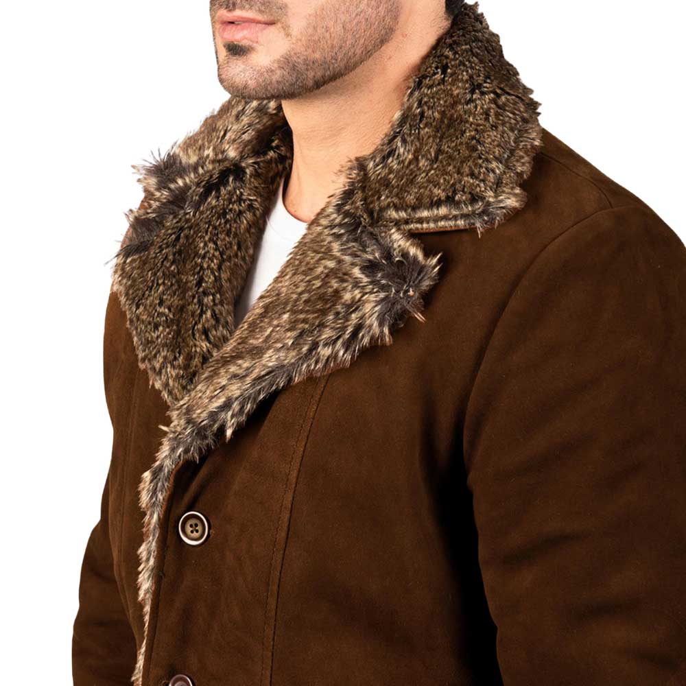 Leather Coat with Fur - brown