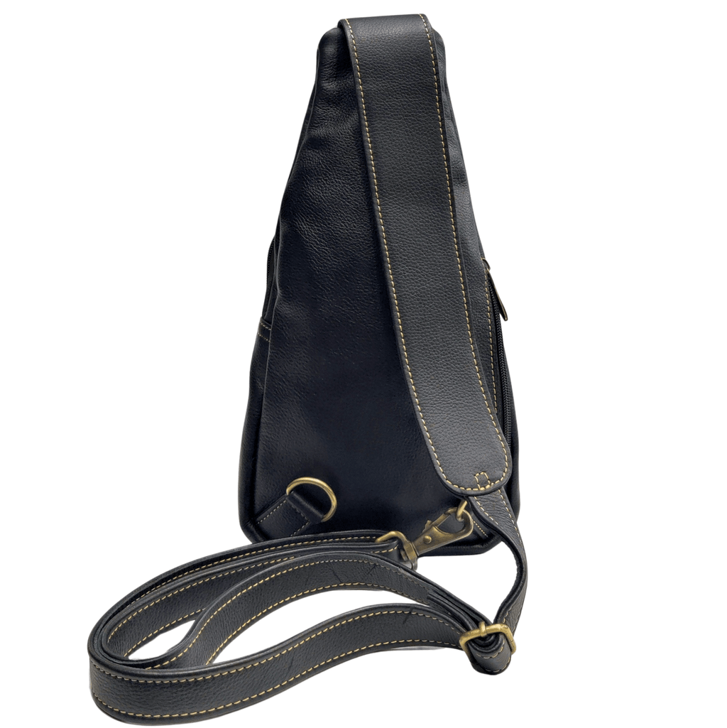Leather Sling Bag - Black
