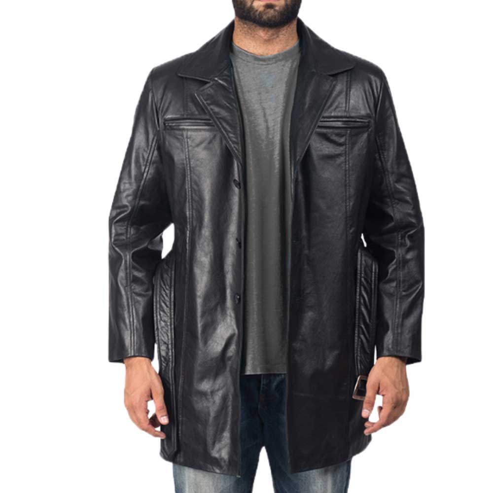 Jordan Black Leather Coat