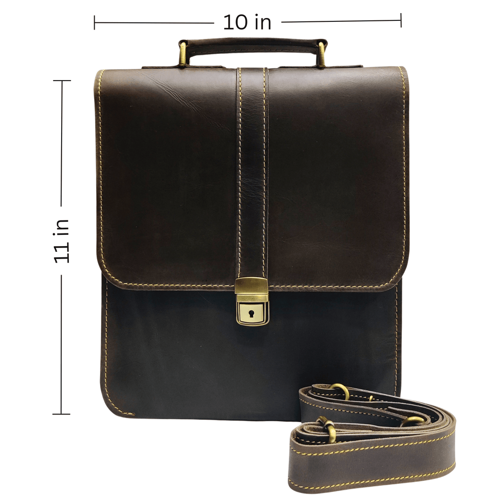 Leather Messenger Bag - chocolate