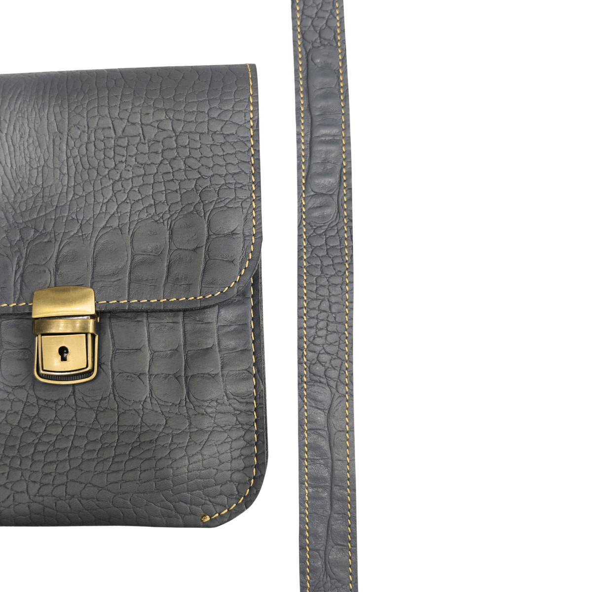 Leather Cross Body Bag - Gray or Grey