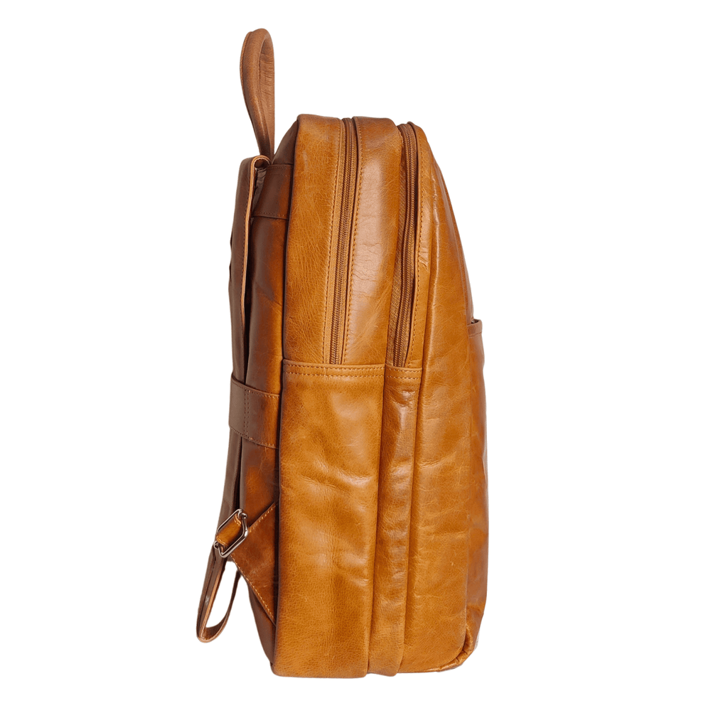 Brown Leather Backpack - tan