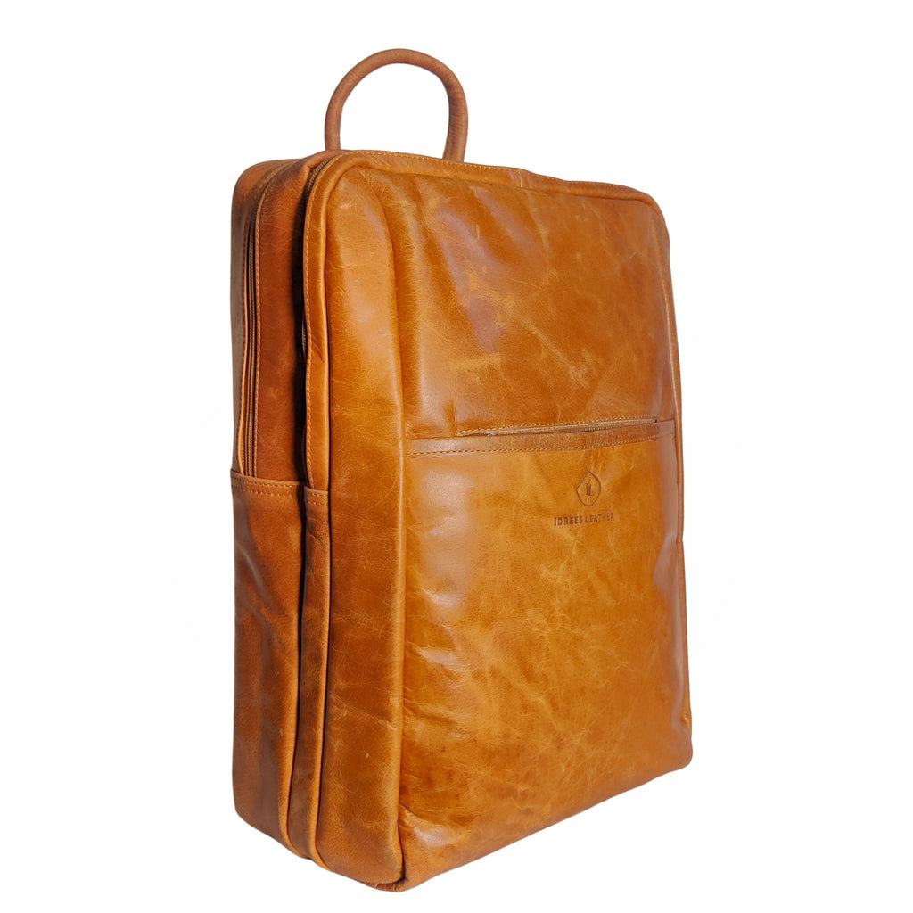 Brown Leather Backpack - tan