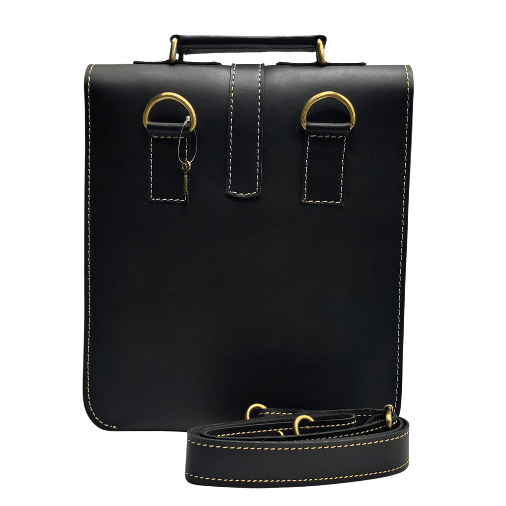 Leather Messenger Bag - Black