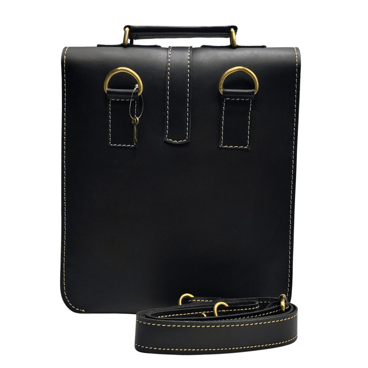 Leather Messenger Bag - Black