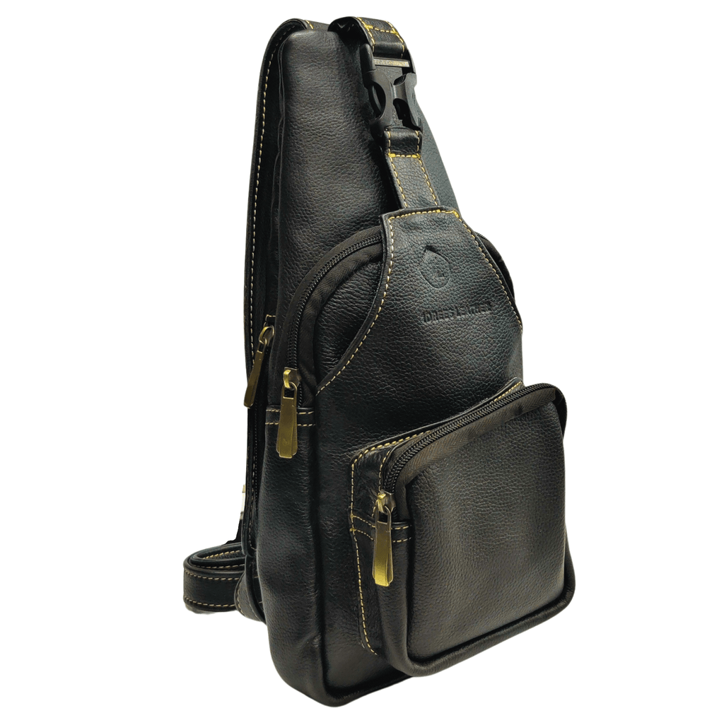 Leather Sling Bag - black