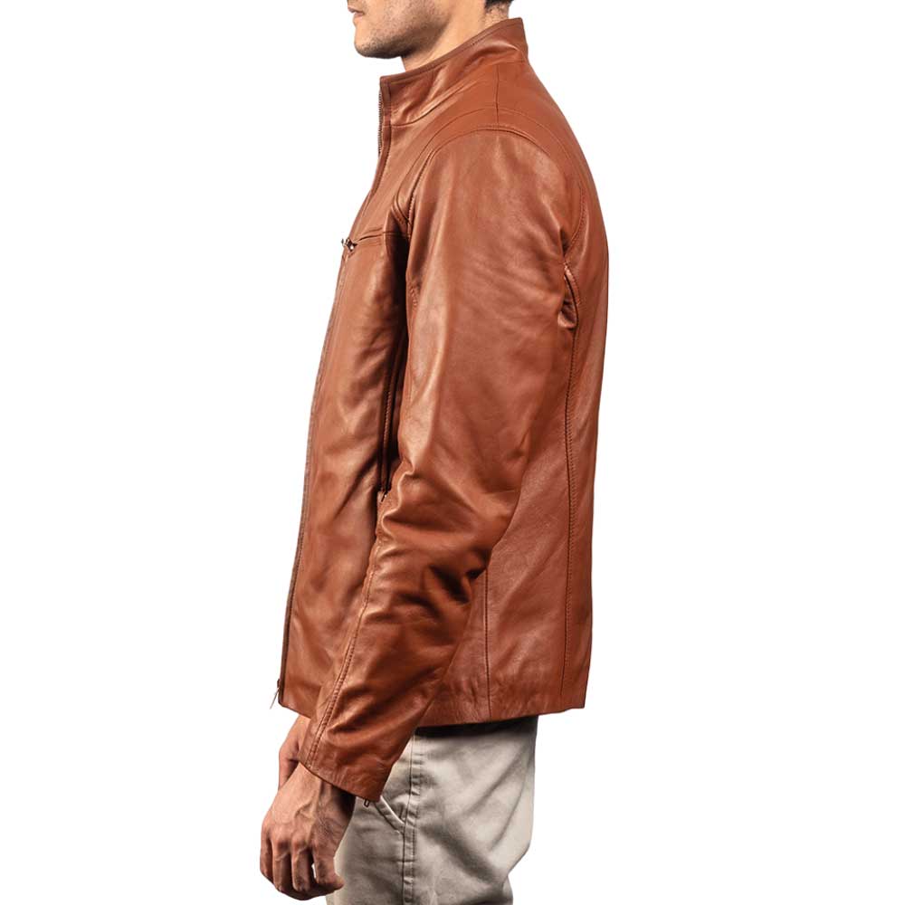 Ionic Black Leather Jacket - brown