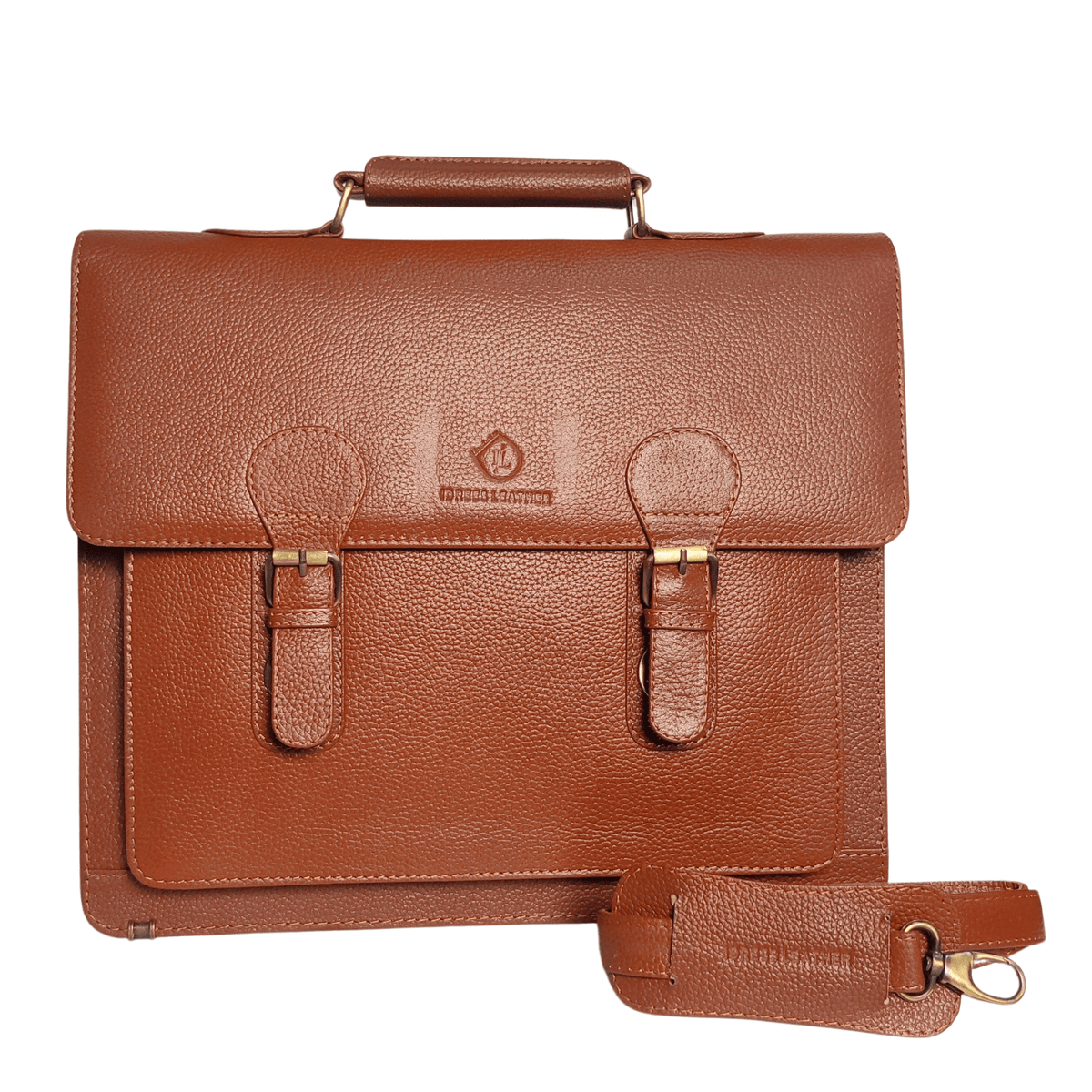 Leather Laptop Briefcase - brown