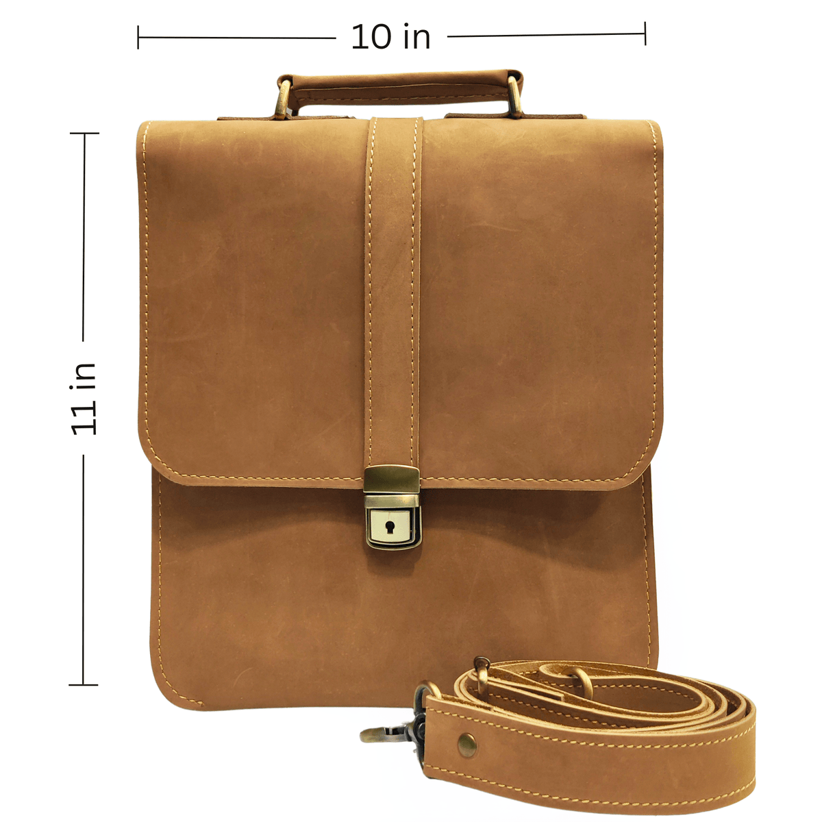 Leather Messenger Bag - camel