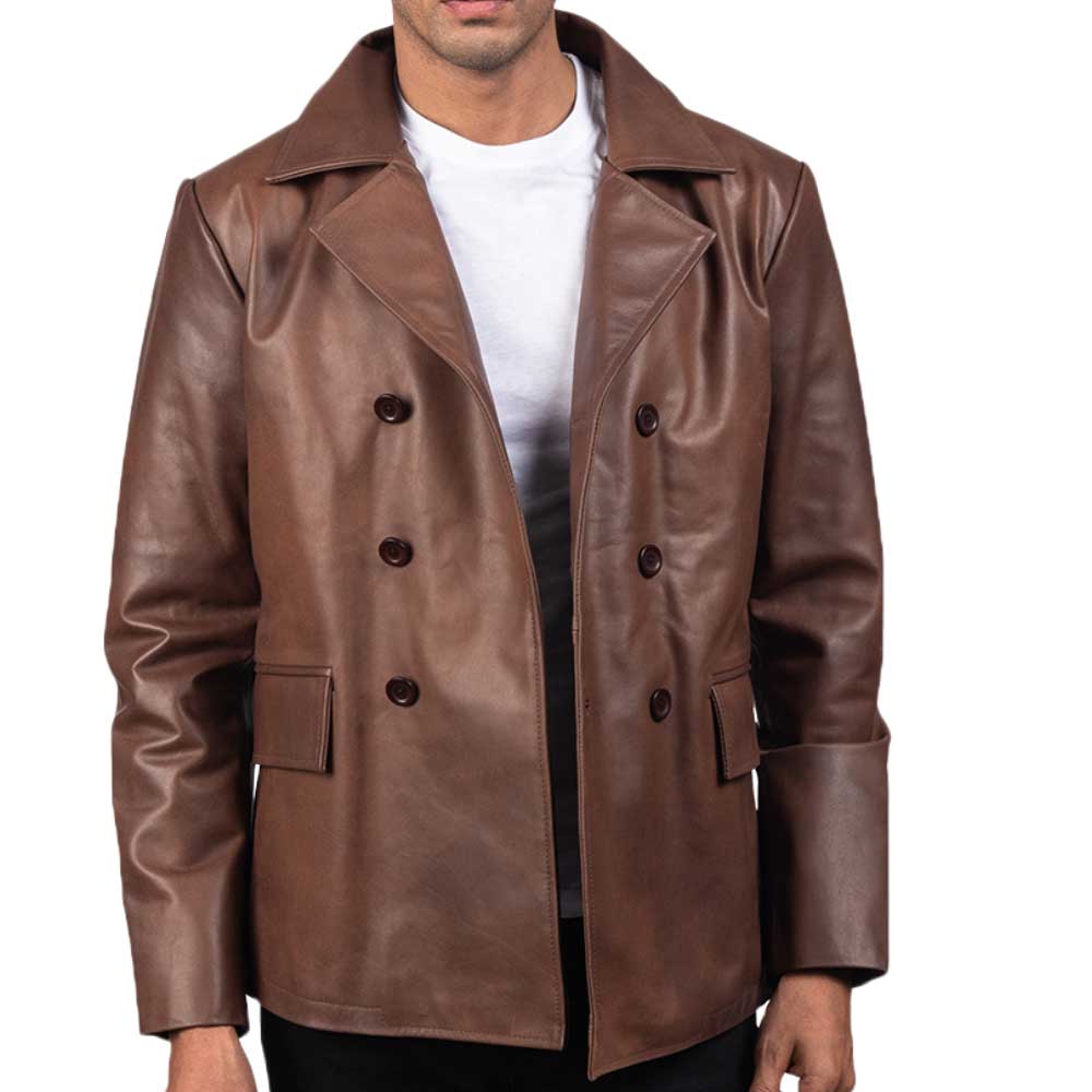 Leather Naval Peacoat
