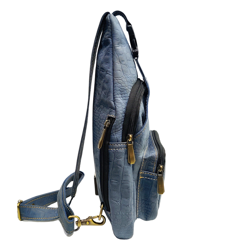 Leather Sling Bag - Sky Blue